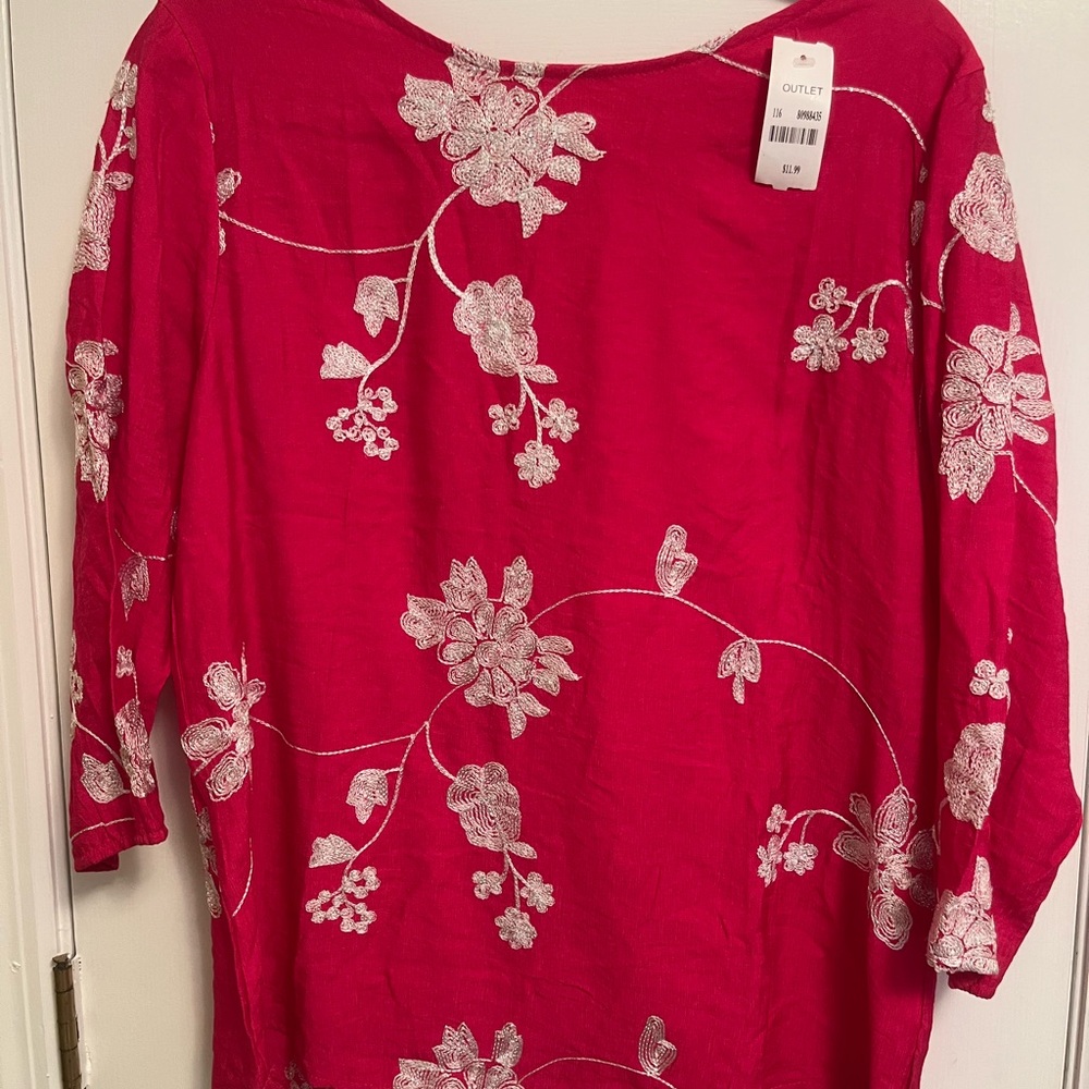 Fuschia Floral Embroidered Blouse